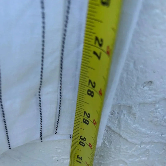 Zara Womens Bloggers Favorite Casual Stripes Linen Trouser Pants White Size XL - Picture 4 of 14